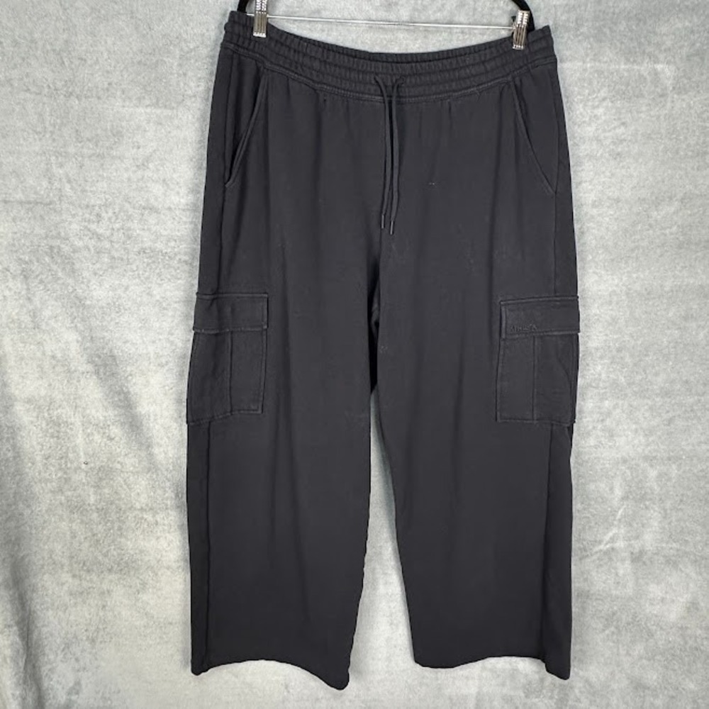 Athleta Forever Fleece Mid Rise Cargo Pants Womens Extra Large Black Comfort